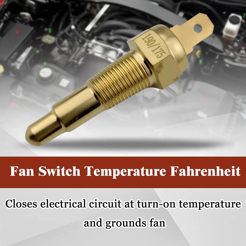 repustor Thermostat Fan Switch, 190'F On - 175'F Off, Automotive Engine Electric Radiator Cooling Fan Temperature Switches Sensor 1/8" NPT - Image 3